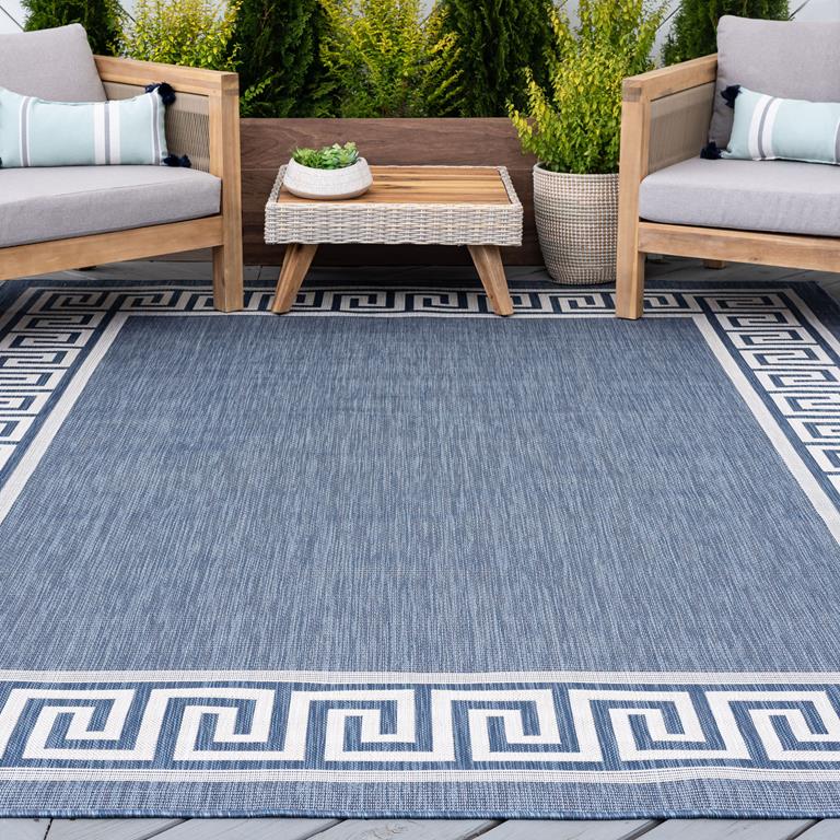 Tayse Eco Giovanna ECO1002 Blue Area Rug Patio Scene