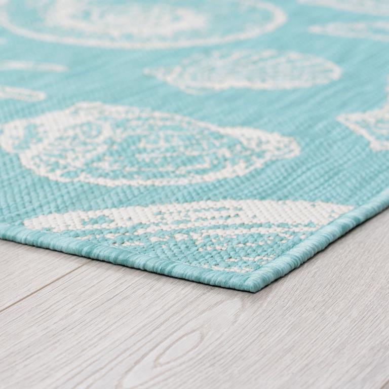 Tayse Eco Sanibel ECO1406 Aqua Area Rug Corner