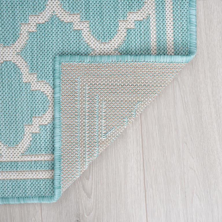 Tayse Eco Shaila ECO1306 Aqua Area Rug Back