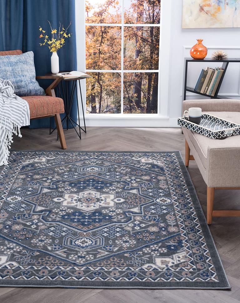 Tayse Hampton Logan HMP4009 Gray Area Rug Room Scene