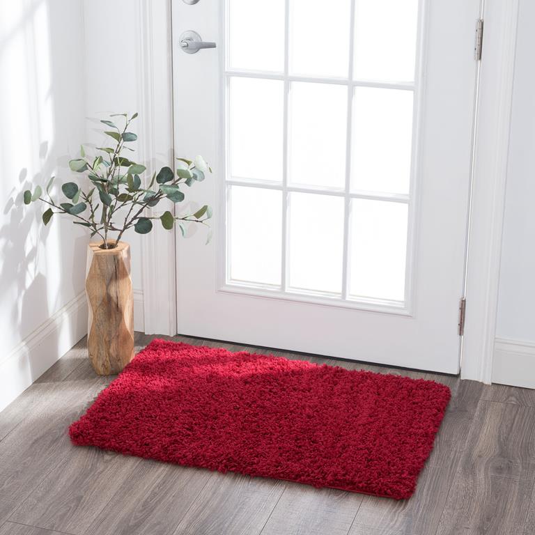 Tayse Jersey Shag Alana JRS1006 Red Scatter Area Rug Room Scene