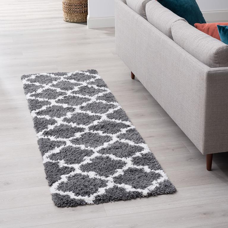 Tayse Jersey Shag Jeni JRS1307 Gray Runner Area Rug Room Scene