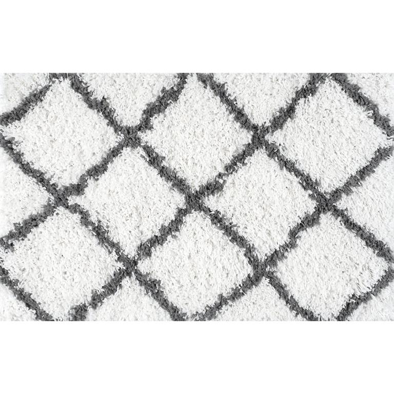 Tayse Jersey Shag Mira JRS1100 White Scatter Area Rug