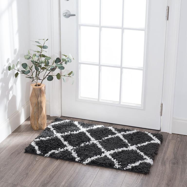 Tayse Jersey Shag Mira JRS1103 Dark Gray Scatter Area Rug Room Scene