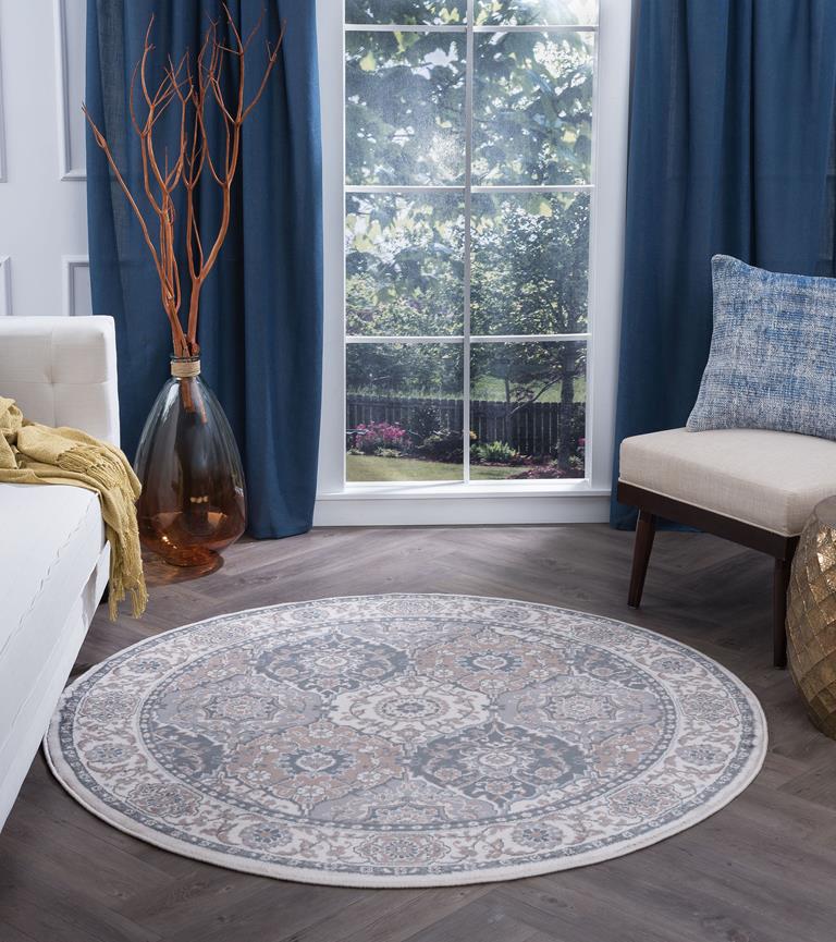 Tayse Madison Newcomb MDN3617 Cream Round Area Rug Room Scene