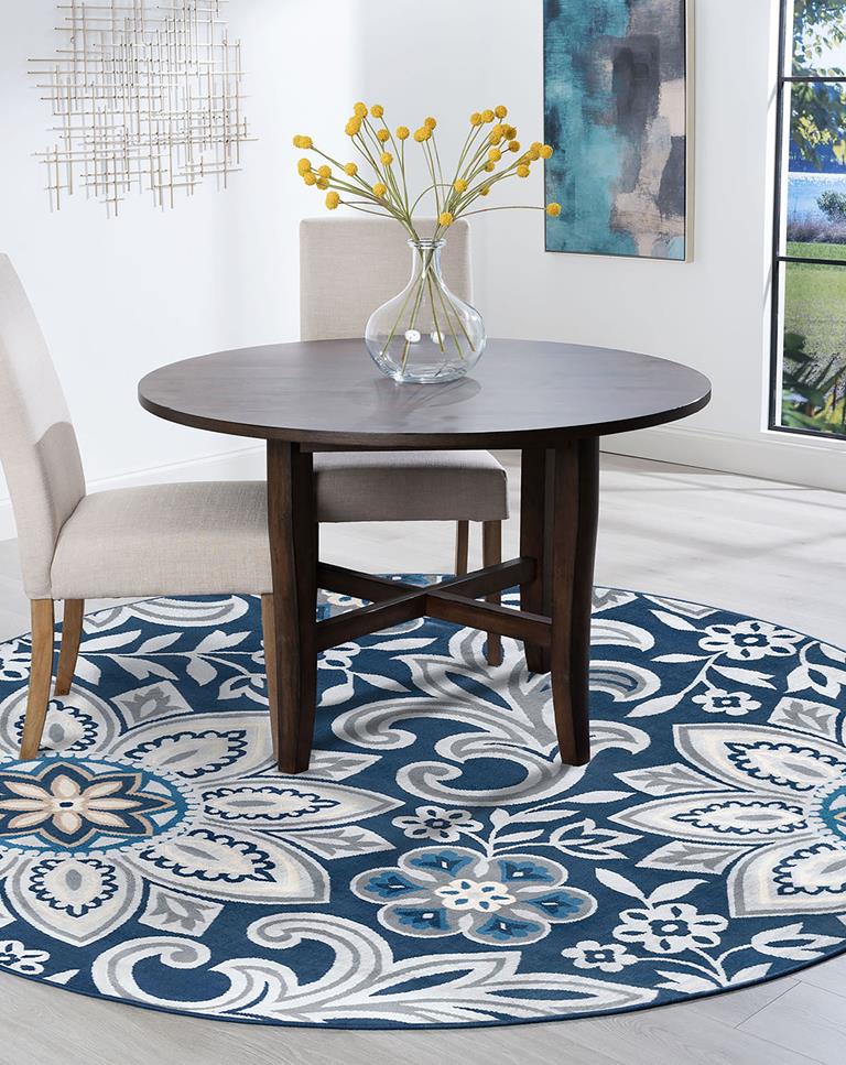 Tayse Madison Piper MDN3907 Navy Round Area Rug Room Scene