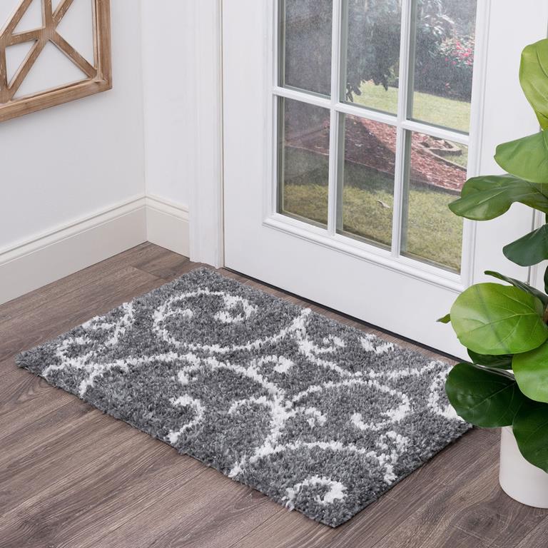 Tayse Soho Shag Benji SOH1101 Gray Scatter Rug Room Scene