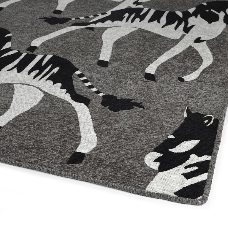 Forever Fauna HFA02-38 Charcoal Area Rug Corner Angle