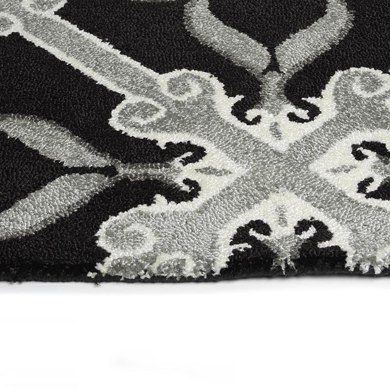 Peranakan Tile HPT01-02 Black Area Rug Edge