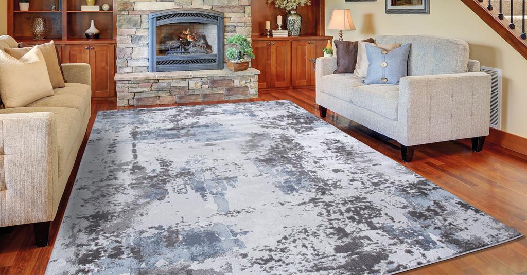 Concord Global Trading Brighton 8026 Pacific Gray Area Rug Room Scene