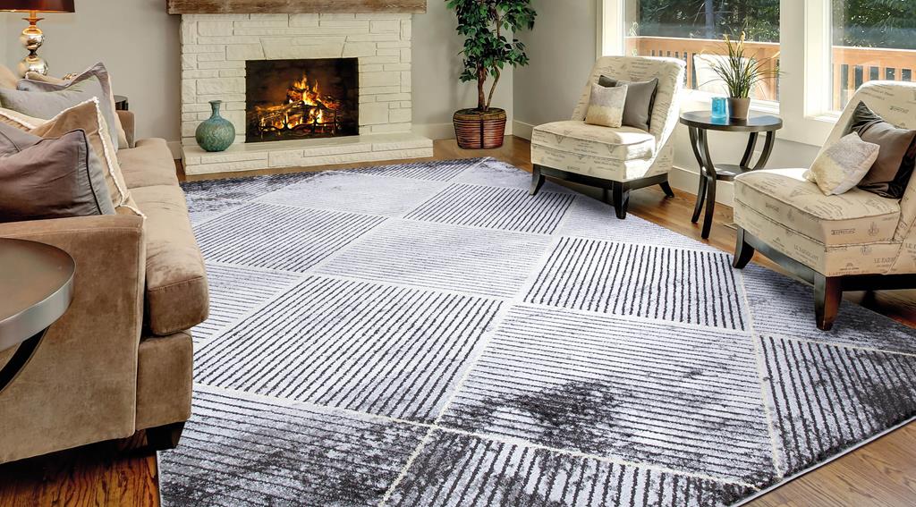 Concord Global Trading Brighton 8043 Matrix Gray Area Rug Room Scene 3