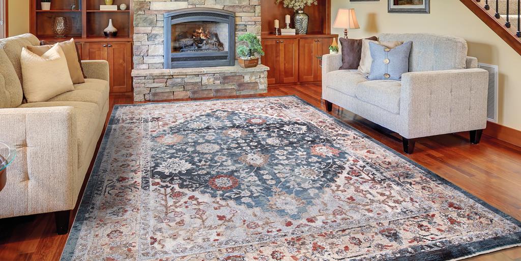 Concord Global Trading Pandora 8084 Royalty Blue Area Rug Room Scene