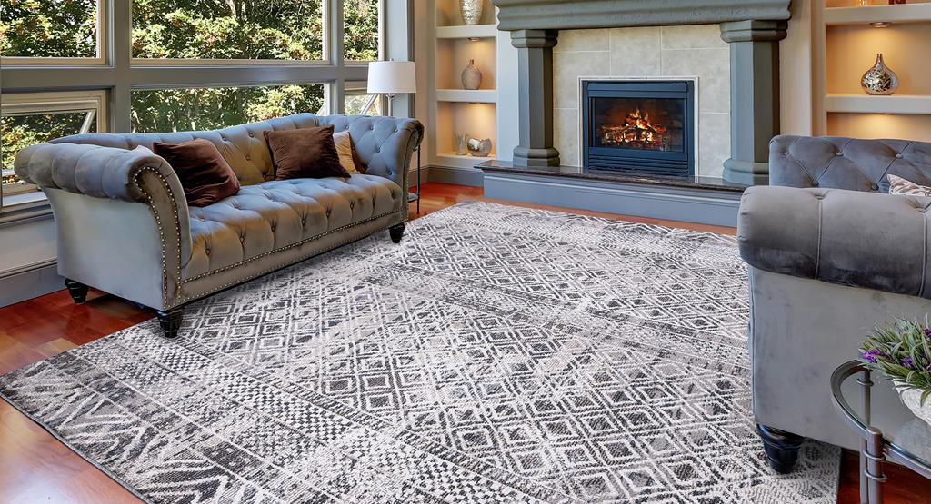 Concord Global Trading Vintage 7206 Piazza Gray Area Rug Room Scene 3