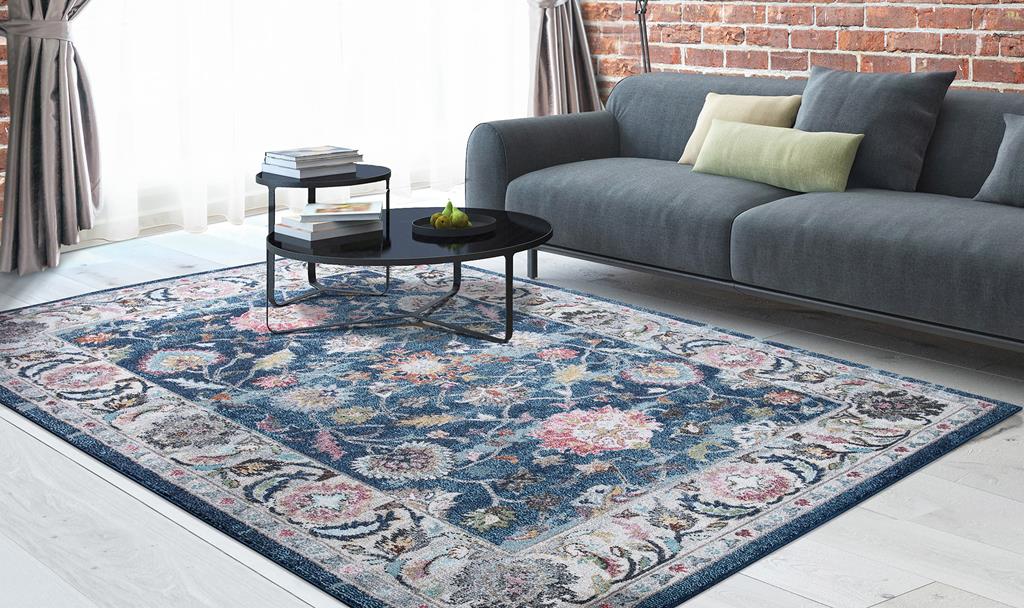 Concord Global Trading Vintage 7234 Istanbul Navy Area Rug Room Scene 2