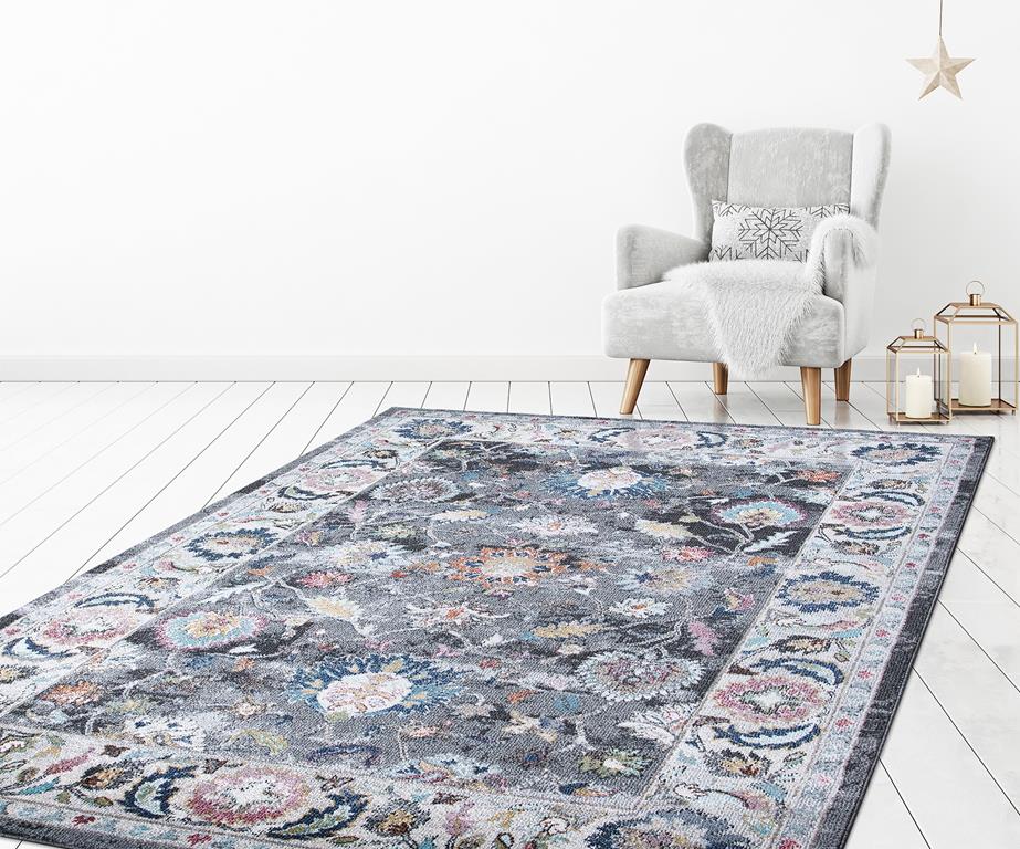 Concord Global Trading Vintage 7236 Istanbul Gray Area Rug Room Scene 4