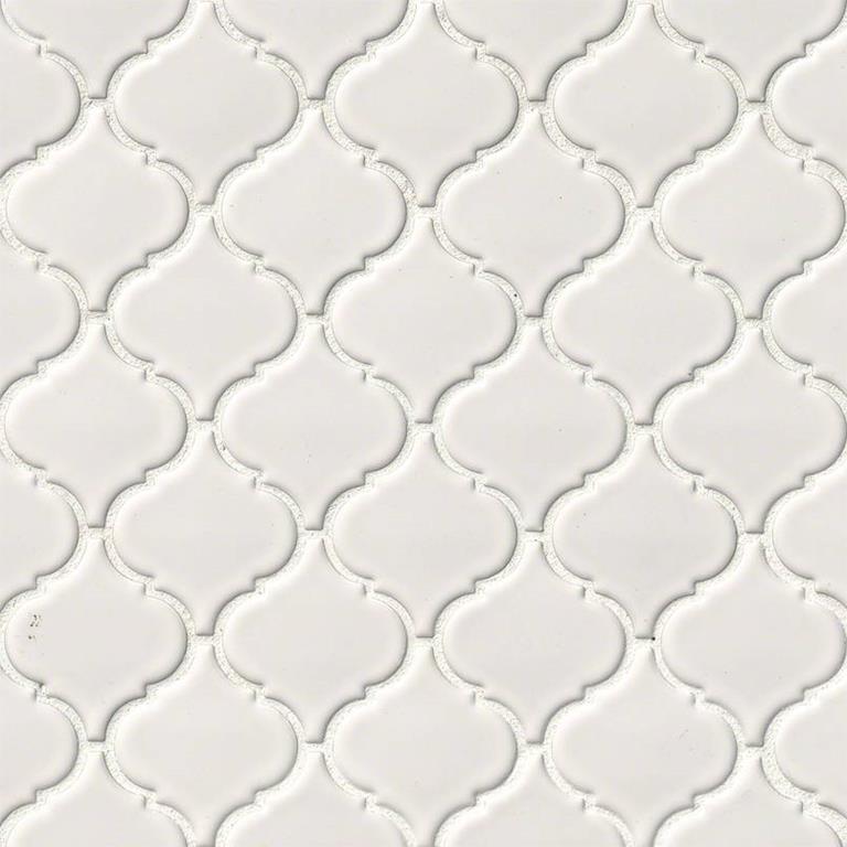 Domino White Glossy Arabesque Porcelain Mosaic