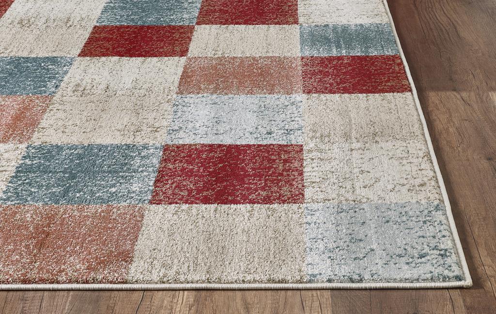 Kas Avalon 5616 Brown Checkered Area Rug Corner Angle