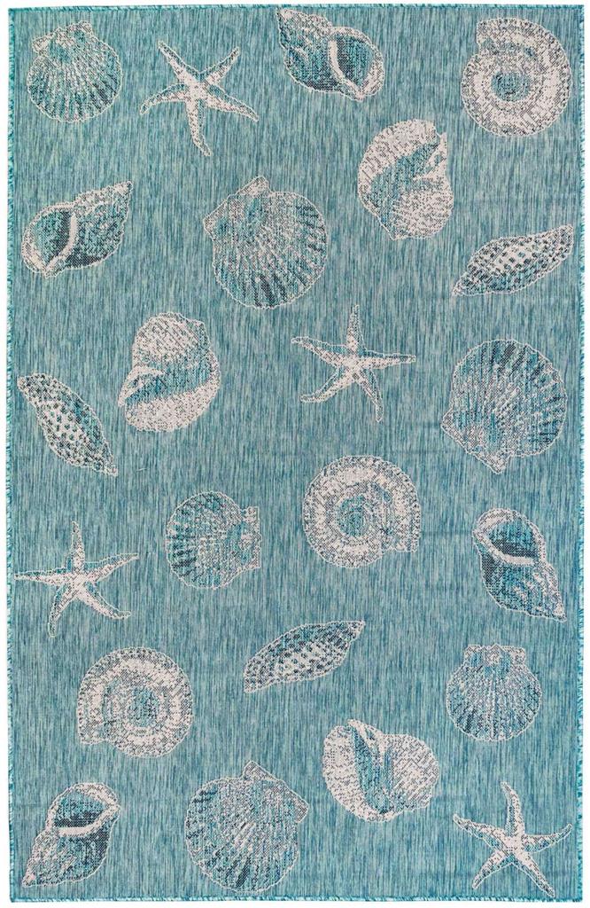 Liora Manne Carmel 8414-04 Shells Aqua Area Rug