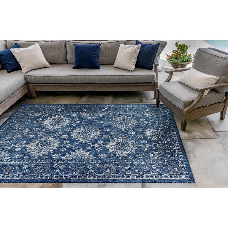 Liora Manne Carmel 8418-33 Vintage Floral Navy Area Rug