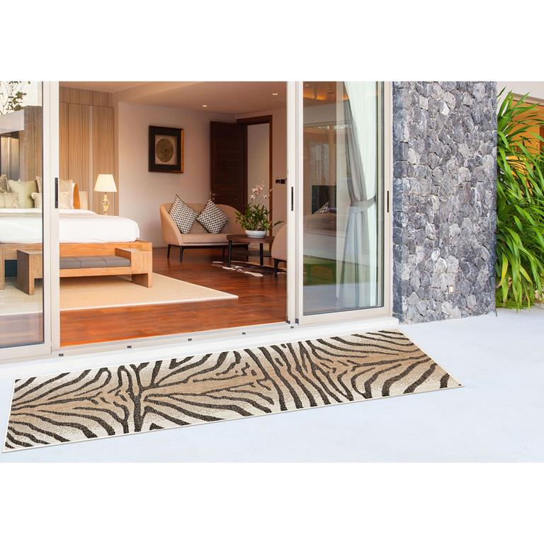 Liora Manne Carmel 8431-12 Zebra Sand Area Rug Room Scene 2