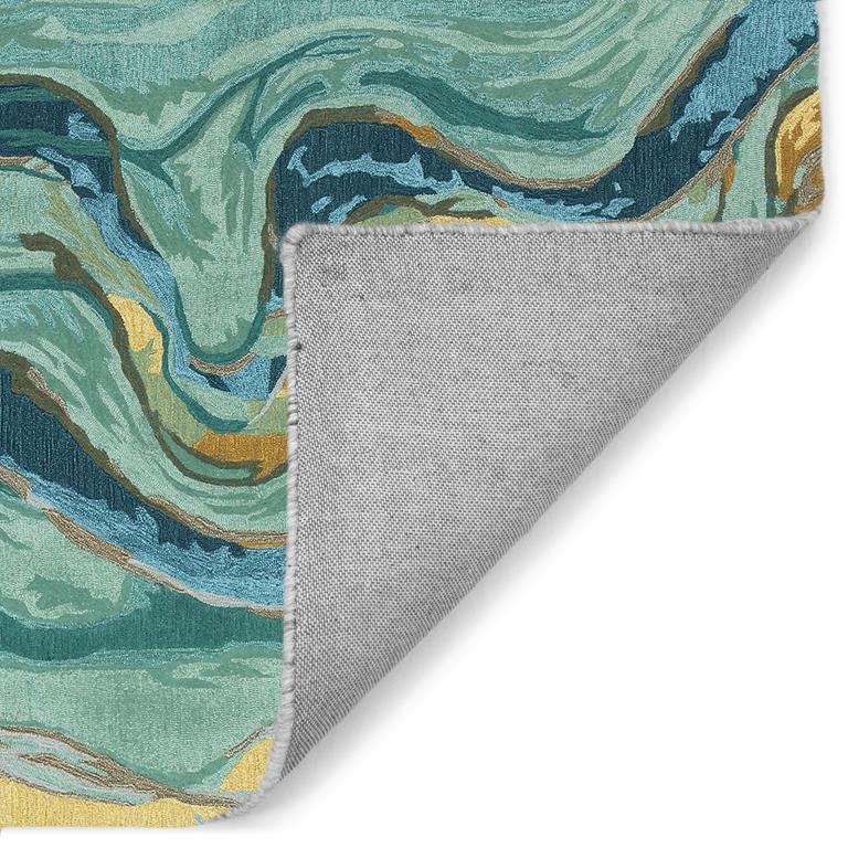 Liora Manne Corsica 9149-03 Panorama Blue Green Area Rug Backing