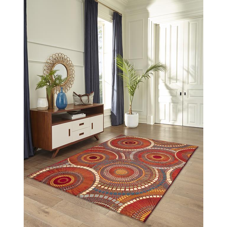 Liora Manne Marina 8035-17 Circles Saffron Area Rug Room Scene