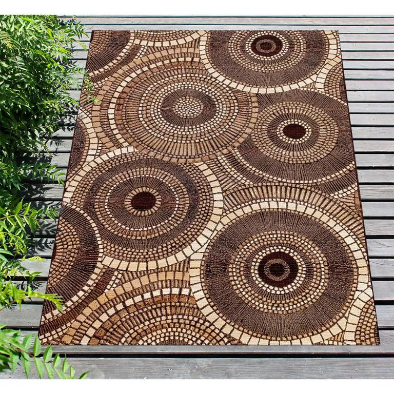 Liora Manne Marina 8035-19 Circles Brown Area Rug Room Scene 3