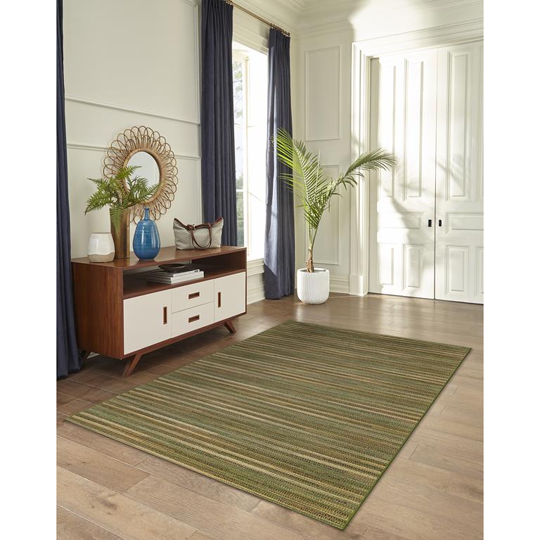 Liora Manne Marina 8052-06 Stripes Green Area Rug Room Scene 3