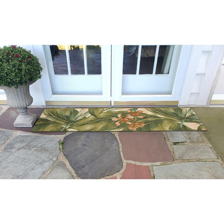 Liora Manne Marina 8064-12 Tropical Leaf Cream Area Rug Room Scene 3