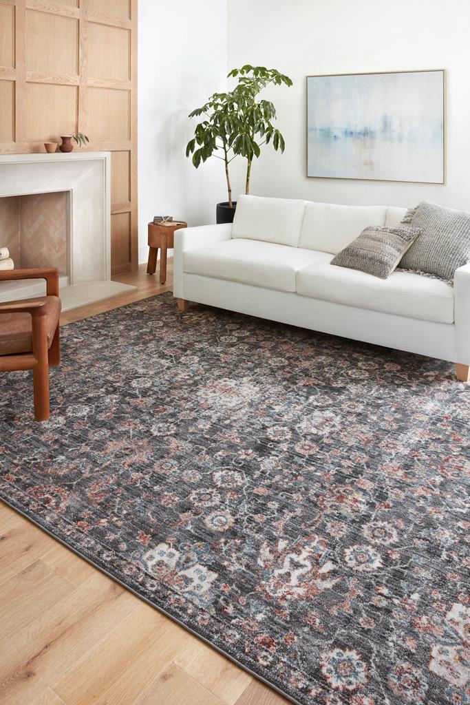 Loloi II Cassandra CSN-03 Charcoal Rust Area Rug Room Scene