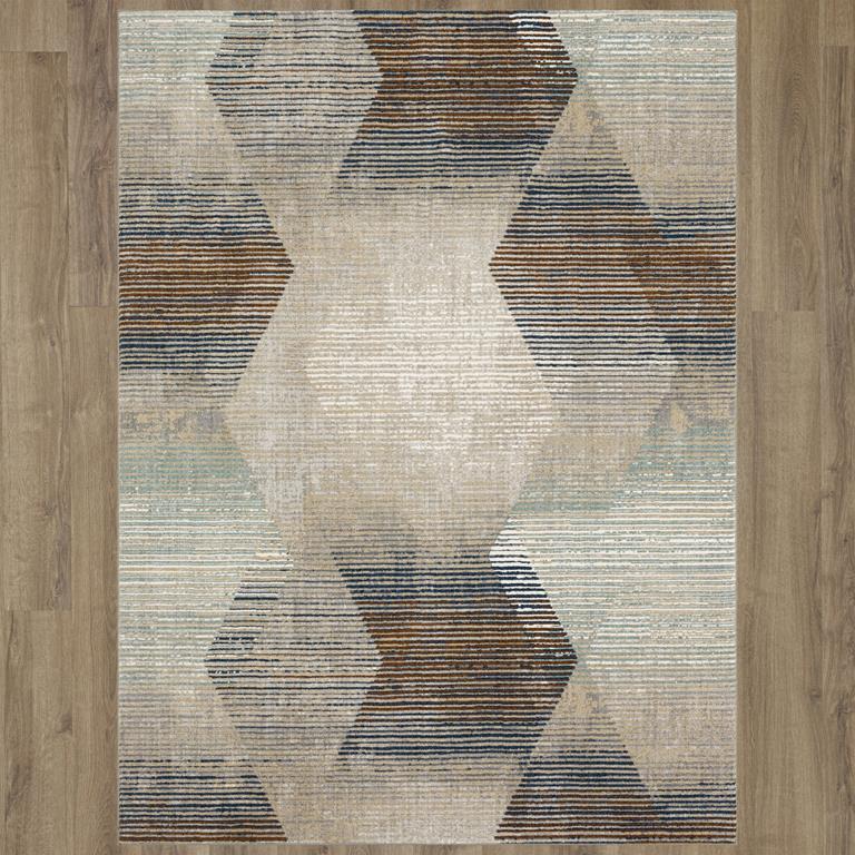 Karastan Epiphany 92205-4545 Precarious Stria Frost Grey Area Rug on Floor Background