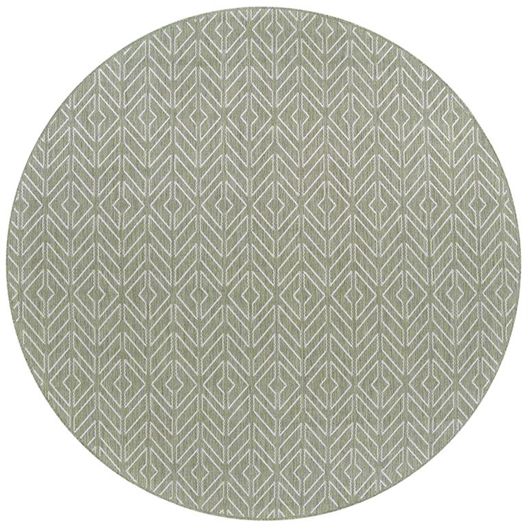 Couristan Recife 1318-4412 Cabana Tile Sage Leaf Ivory Round Area Rug