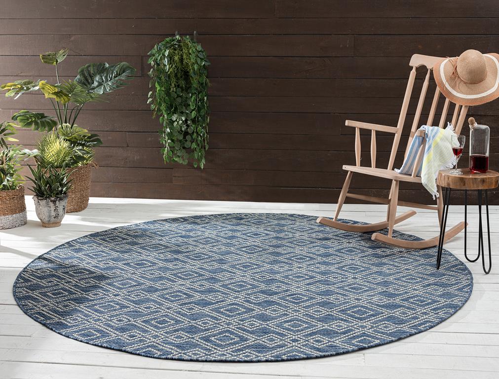 Kaleen Soleri SLR01-22 Navy Round Area Rug Room Scene