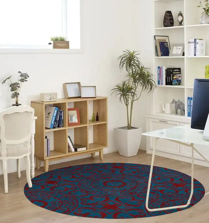 Kaleen Tara Rounds EVL03-94 Peacock Area Rug Room Scene