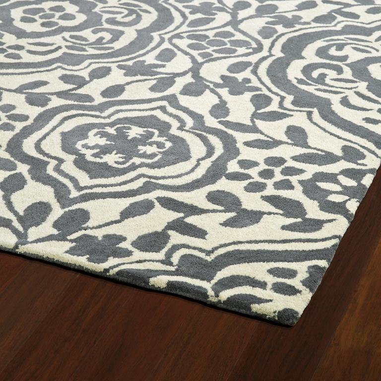 Kaleen Tara Squares EVL04-75 Grey Area Rug Corner