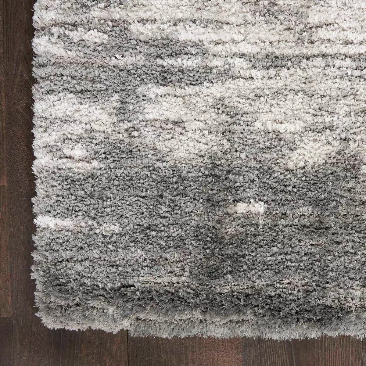 Nourison Dreamy Shag DRS02 Charcoal Ivory Area Rug Corner