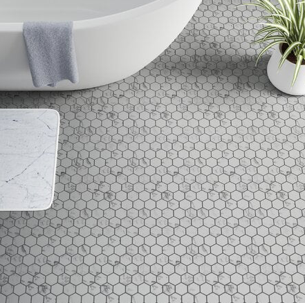 Plata Brina 2" X 2" Matte Porcelain Hex Mosaic Tile