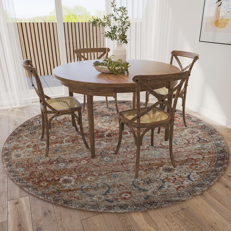 Dalyn Jericho JC1 Taupe Round Area Rug Room Scene