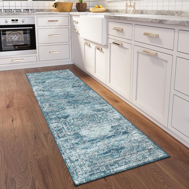 Dalyn Jericho JC5 Denim Runner Area Rug Room Scene