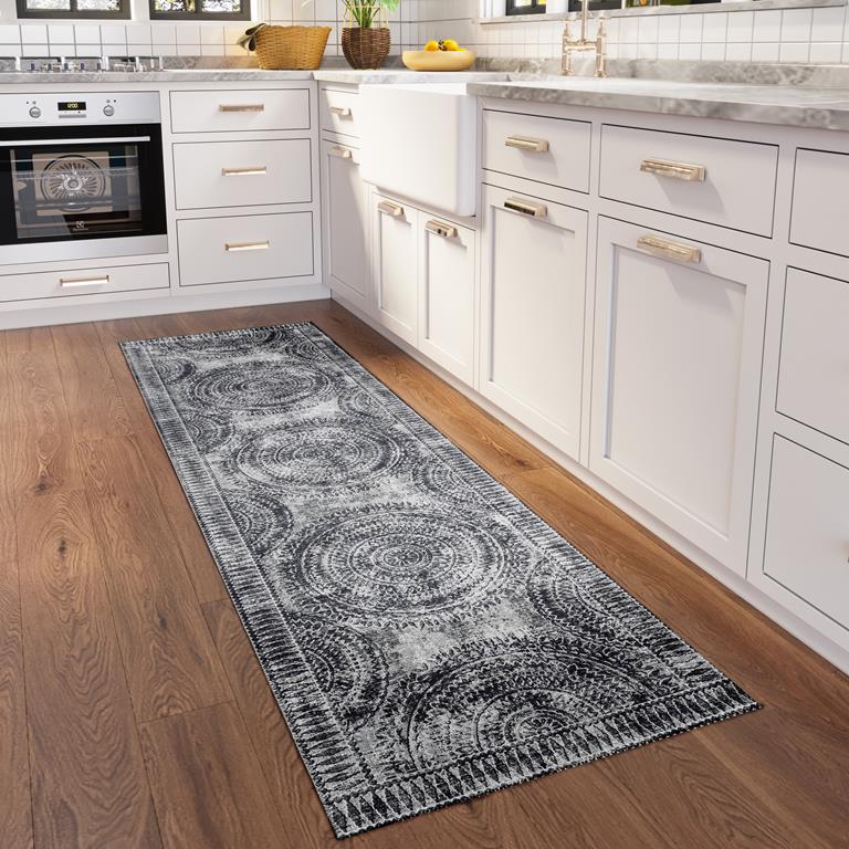 Dalyn Sedona SN7 Pewter Runner Area Rug Room Scene