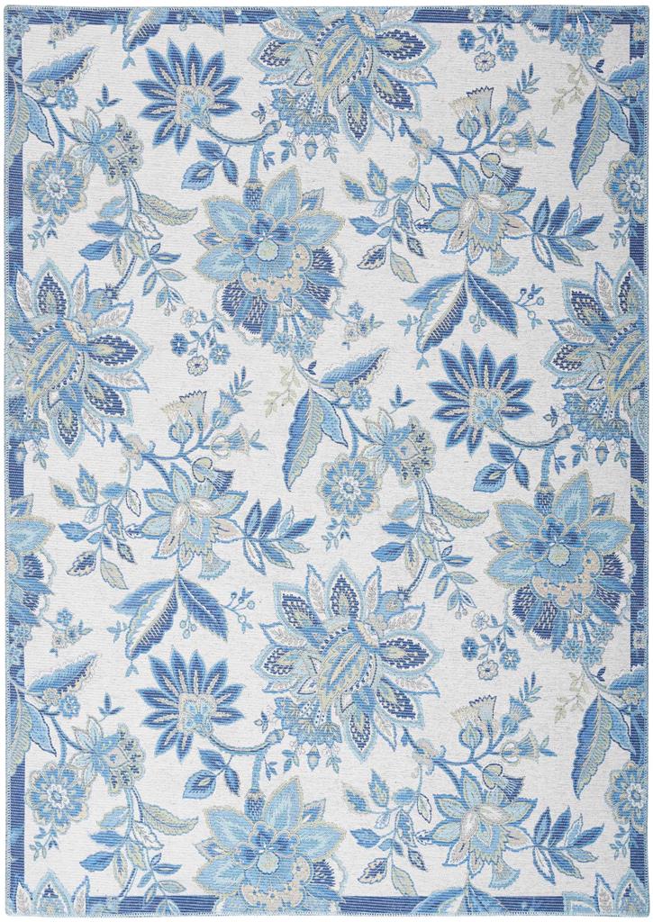 Nourison Waverly WAV30 Washables Collection WAW01 Ivory Blue Area Rug