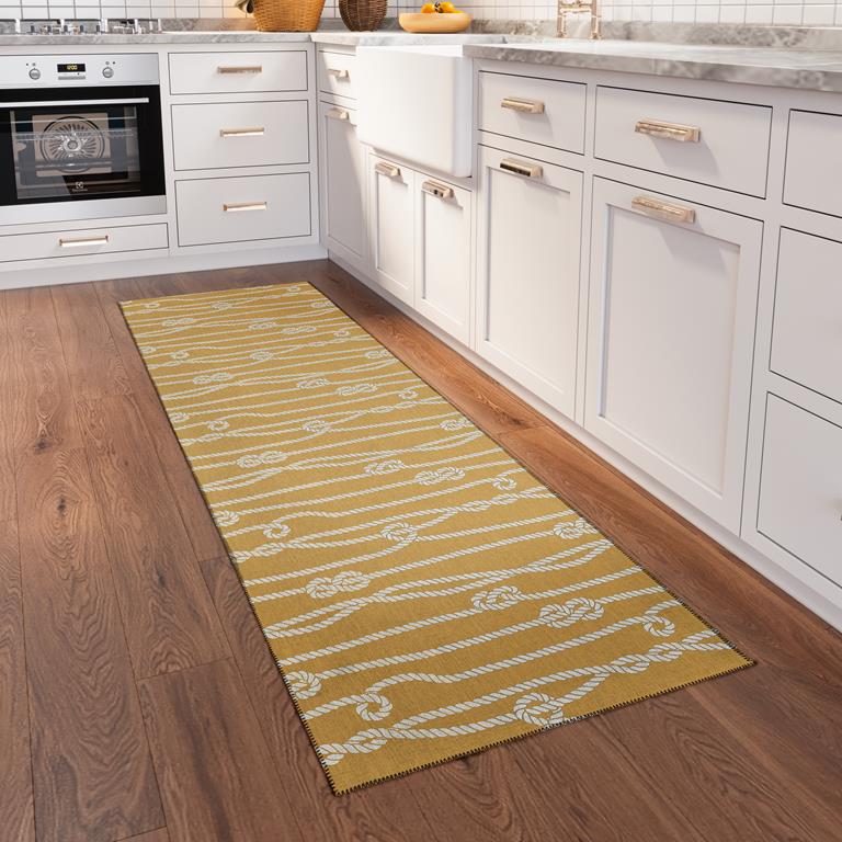 Dalyn Harbor HA7 Gold Runner Area Rug Room Scene