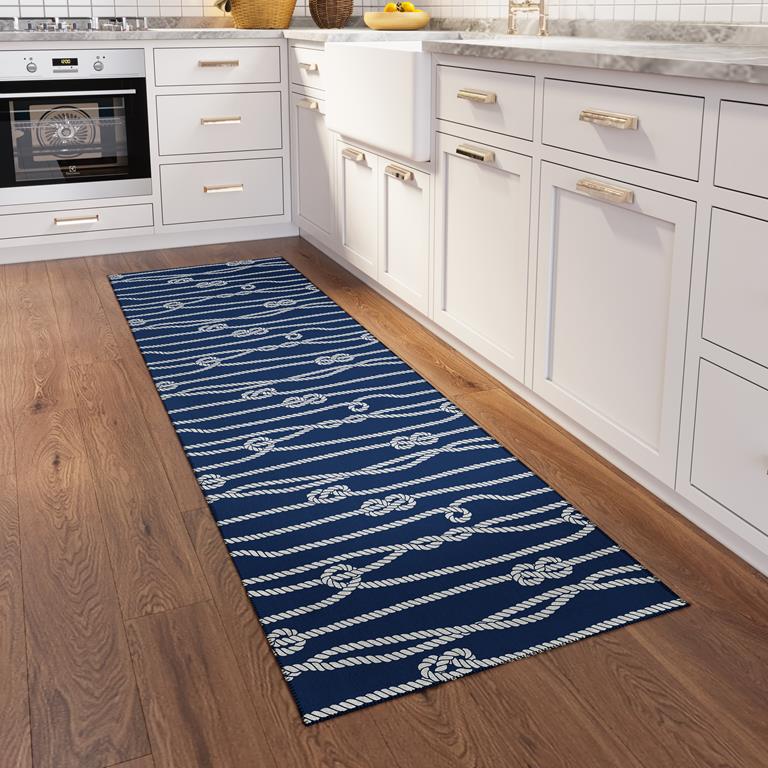 Dalyn Harbor HA7 Navy Runner Area Rug Room Scene