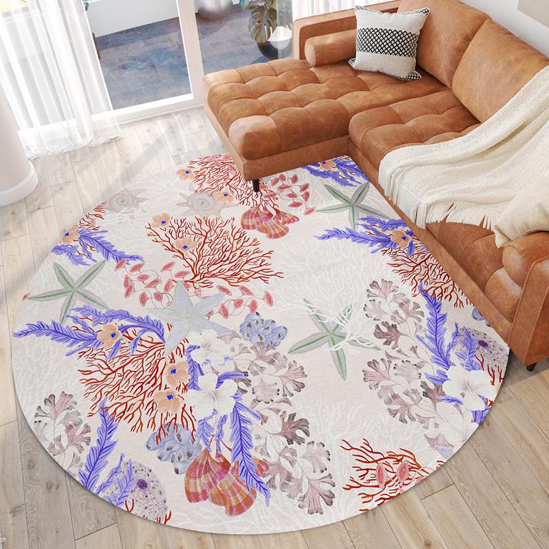 Dalyn Seabreeze SZ1 Ivory Round Area Rug Room Scene