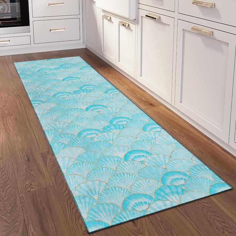 Dalyn Seabreeze SZ2 Teal Runner Area Rug Room Scene