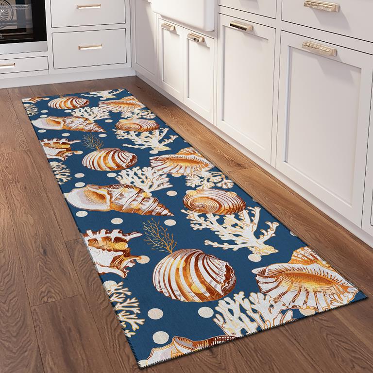 Dalyn Seabreeze SZ6 Navy Runner Area Rug Room Scene