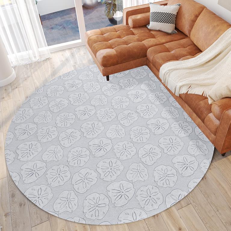 Dalyn Seabreeze SZ10 Silver Round Area Rug Room Scene