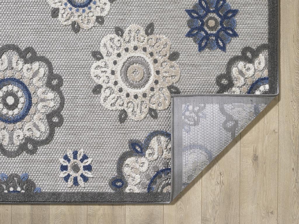 Kas Calla Grey Blue Suzani Area Rug Back Image