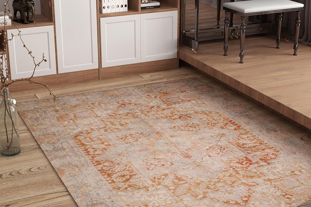 Kas London 4801 Rust Blue Serena Area Rug | Carpetmart.com