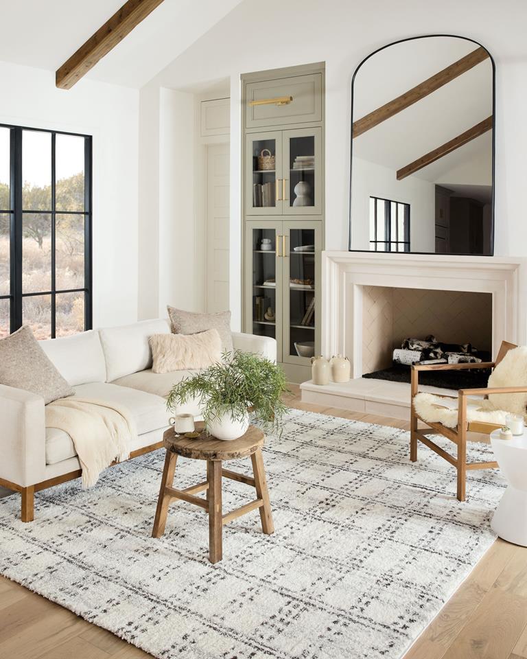 Loloi II Bliss Shag BLS-03 Cream Grey Area Rug | Carpetmart.com